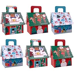Santa Gift Boxes,12pcs Christmas Treat Boxes Santa Candy Boxes Christmas Party Favor Boxes Santa Cardstock Boxes