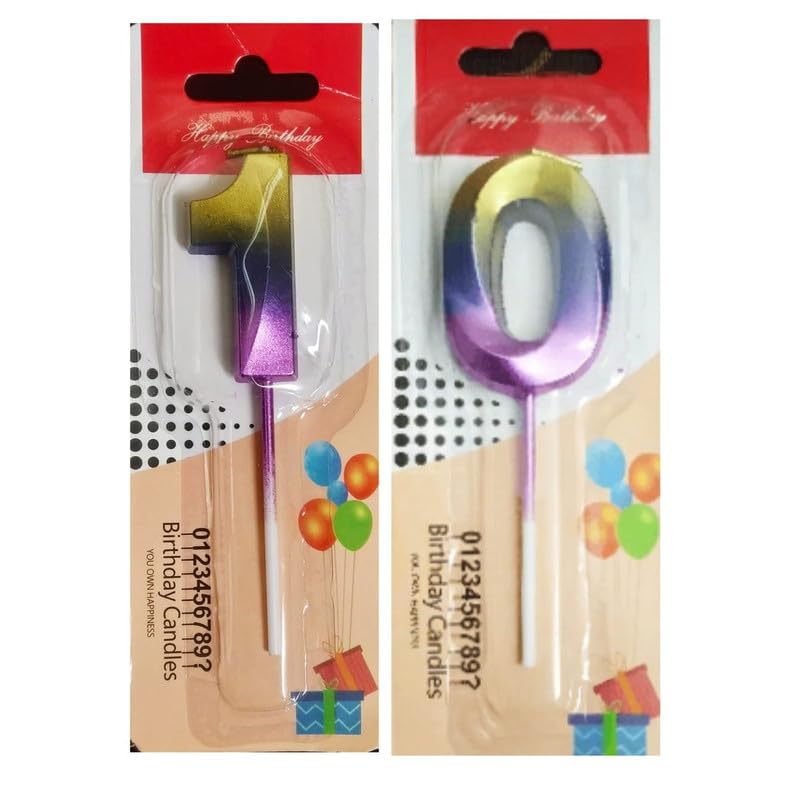 Image of Number Candles 3 inch for Birthday Parties, Wedding, Engagement, Valentines Day Celebration, Theme Party, Bridal Shower,Bachelors Decoration Multicolor (Numerical No 10)