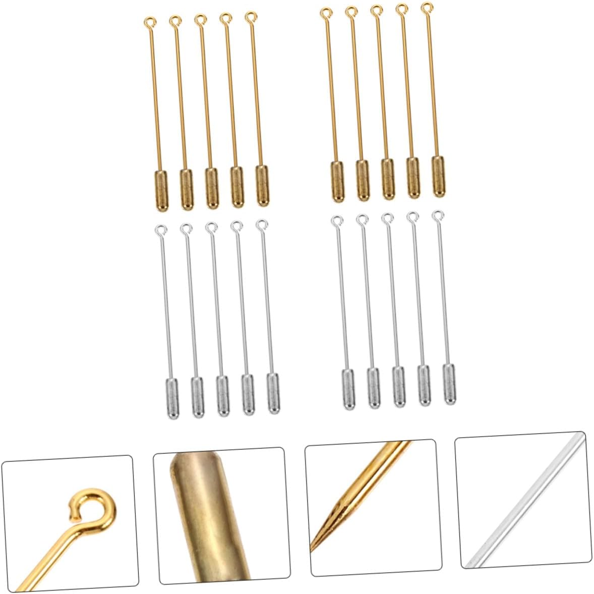 40pcs Metal Brooch Pins Safety Needle Alloy Sweater Shawl Pins for Women Clothing Accessories DIY Jewelry Making 50mm Gold Silver 20 Sets