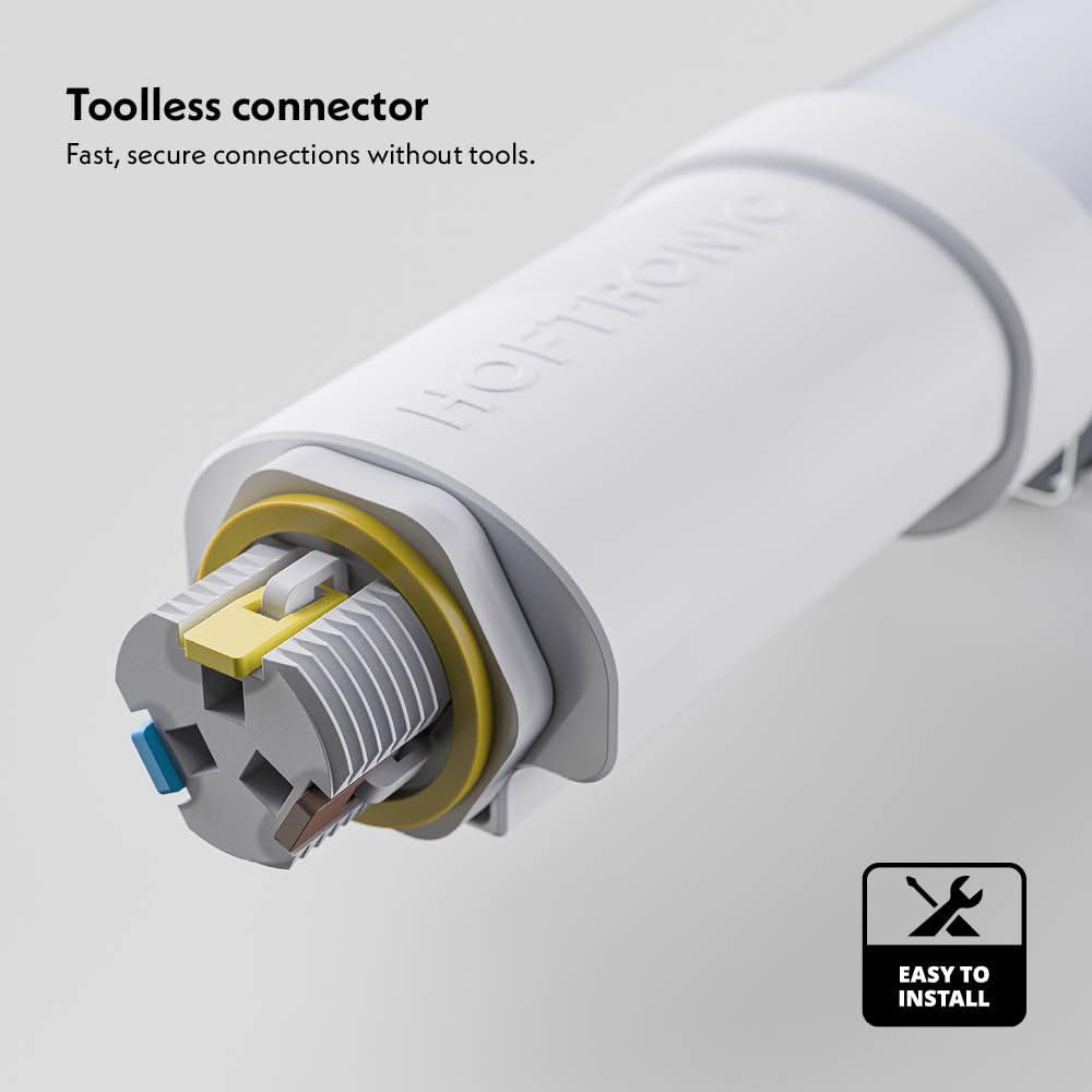 HOFTRONIC Lot de 4 réglettes LED 150 cm intérieur/extérieur - 48 W, 6 720 lumens - blanc lumière du jour 6 500 K - connectables jusqu’à 8 unités - sans scintillement - LED intégrées - R-Series Pro