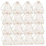 MALUGOGO 100 Piezas Organza con Cordón Blancas para Joyas y Regalos Bolsitas de Malla para Bodas Fiestas Dulces y Detalles