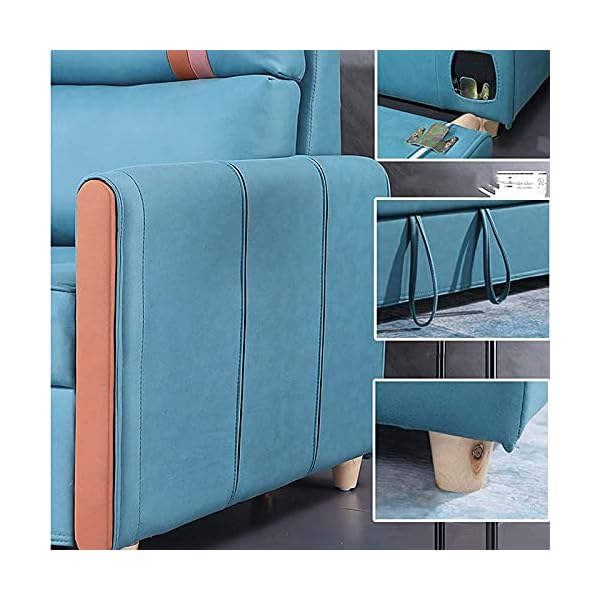 3-Seat Corner Sofa Convertible Bed Pull-Out Futon Couch,Multifunction Foldable Living Room Furniture Sleeper Sofa with Practical Storage Box Function And Solid Wood Sofa Feet, 2.65M,Purple - Image 5