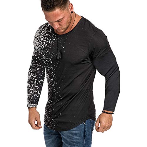 T-shirt manches courtes motif pois et rayures noir XL aux finitions soignées pour homme