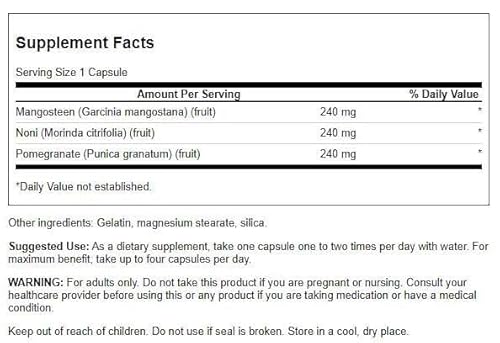 image for Swanson Mangosteen/Pomegranate/Noni Complex Antioxidant Support Gastor