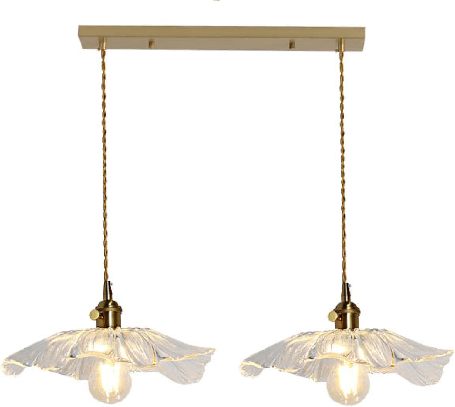 Suspension LED rétro, luminaire créatif en Forme de Feuille de Lotus, RT en Verre et Laiton, pour Salon, Chambre, Salle à Manger, Chambre d'enfant, lumière Chaude, Lampe à Double tête KY Star