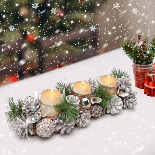 RANJIMA Kerzenhalter Adventskranz aus Holz, Kerzenständer...
