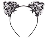 Bonnie Z. Leonardo Exquisite Sweet Lace Cat Ears Headband+Choker Pure Black