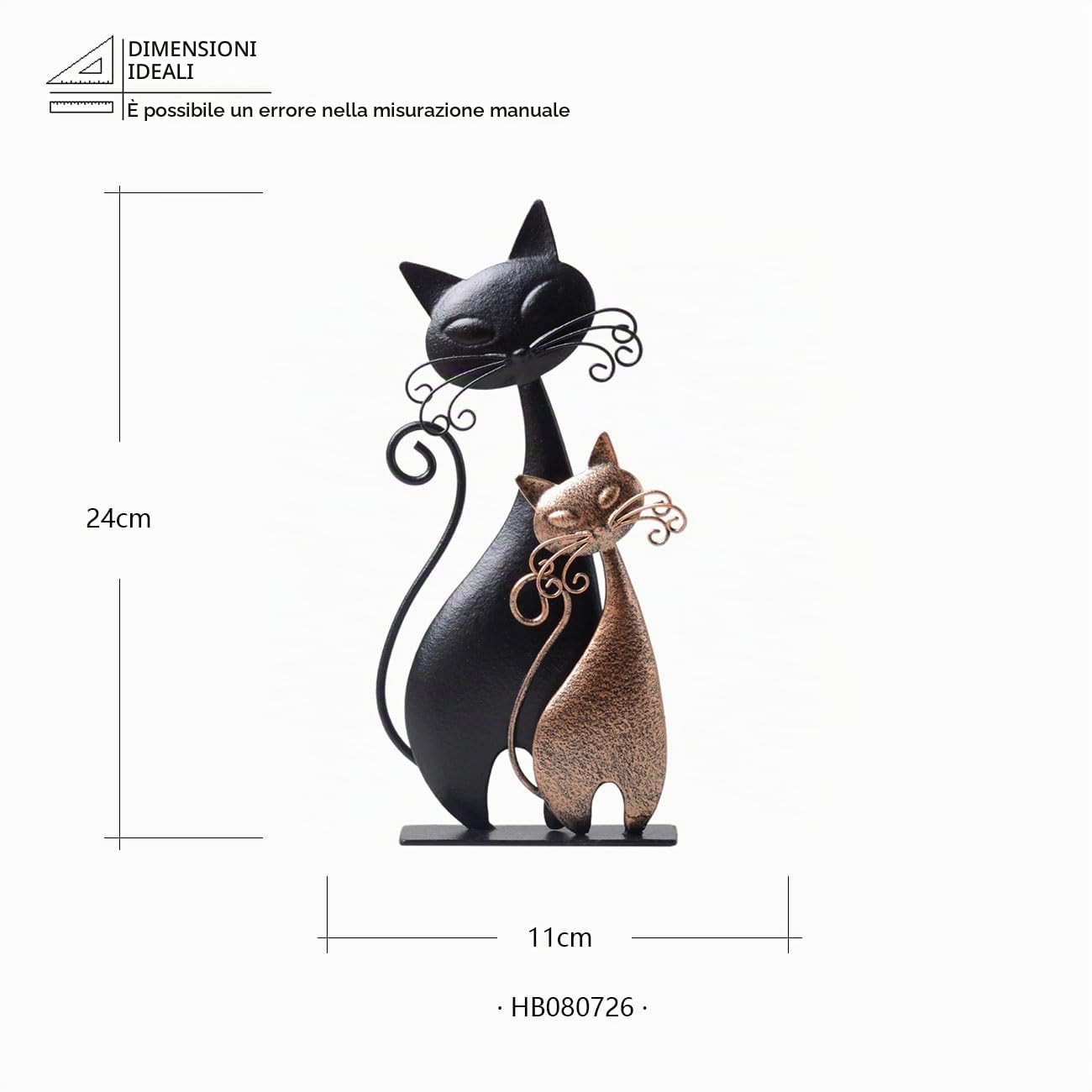 SEINHIJO Gatto Scultura Statua Moderna Statuetta Decorazione Animale Figurina Regali Casa Ornamento Soprammobili Metal Arte 24cm