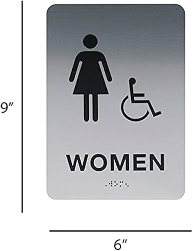 Miniatura 2 de Custom Product Solutions - Letrero moderno y elegante con braille para hombre y mujer, color plateado y negro