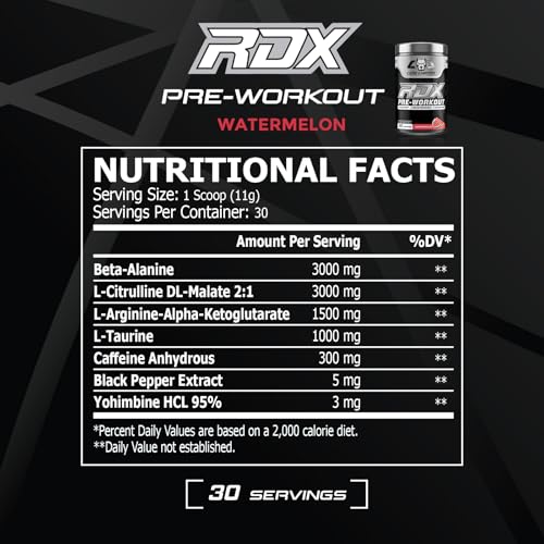 Image of Pre Workout Powder for Men & Women | Enhanced Energy, Focus, & Pumps + Cognitive Enhancers | 300mg Caffeine | 30 Servings (Watermelon)