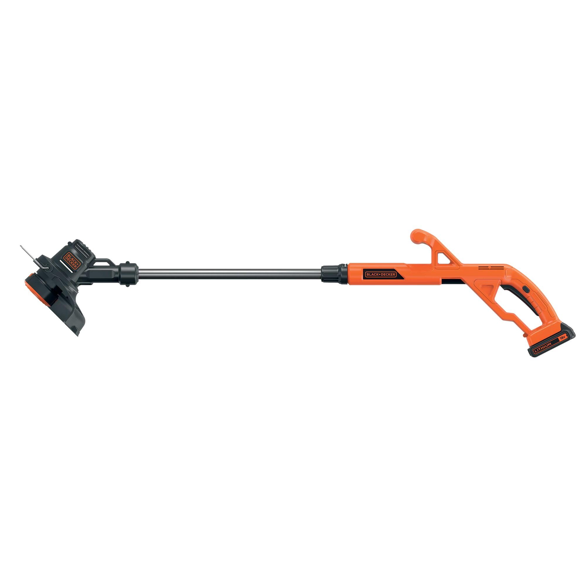 BLACK+DECKER Cortabordes 18V, Ancho de Corte 25cm, Sistema Reflex, Cabezal Giratorio Flip-to Edge, Mango Telescópico, Incluye Bobina de Hilo 9m y Batería de Litio 1.5Ah, 9000rpm, ST1823