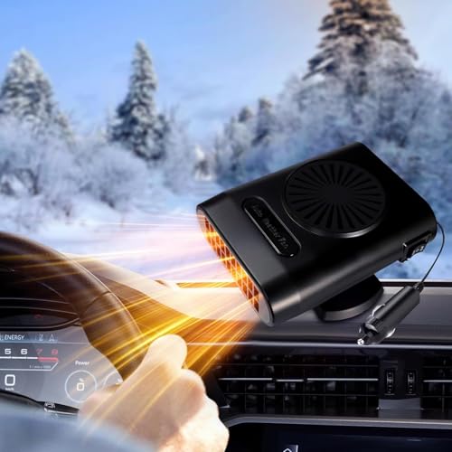 Pipihome Auto Heizung 12V 200W, 2 In 1 Tragbarer Heizlüfter Defroster, Standheizung Auto mit Akku, Auto Heizlüfter für Zigarettenanzünder 360° Drehbar Scheibenenteiser für Wohnmobil Camper LKW PKW