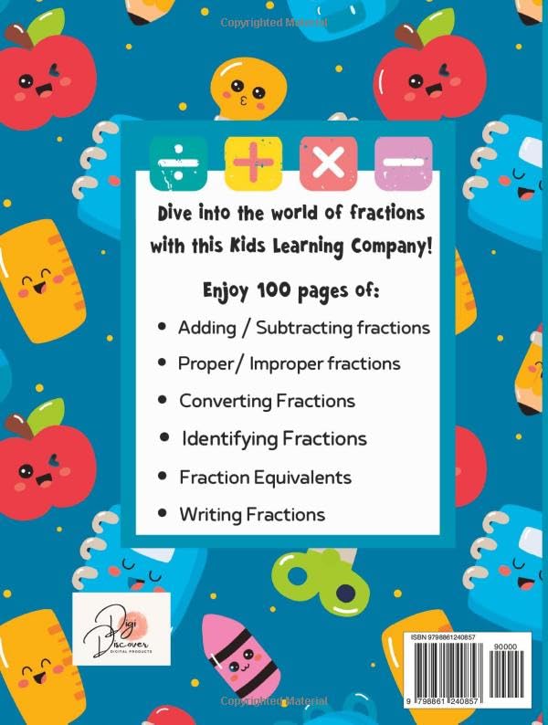 Mastering Fractions Math Workbook for 3rd Grade & 4th Grade Fractions ...