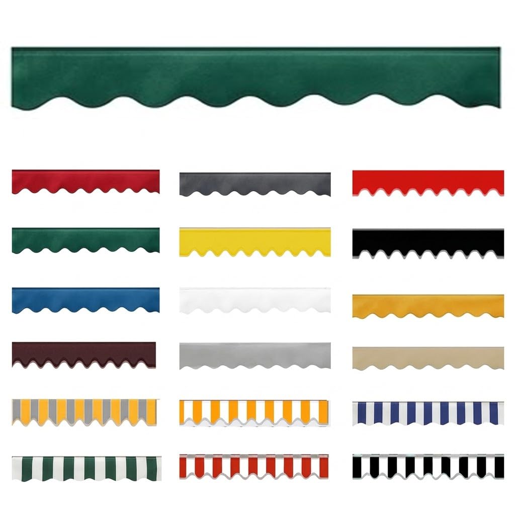 Replacement Awning Valance UV Resistant,Waterproof Fabric Strip Valance Only 26cm Height Durable Scalloped Valance for Awnings Replacement Accessory for Outdoor,Green,W400xH26cm