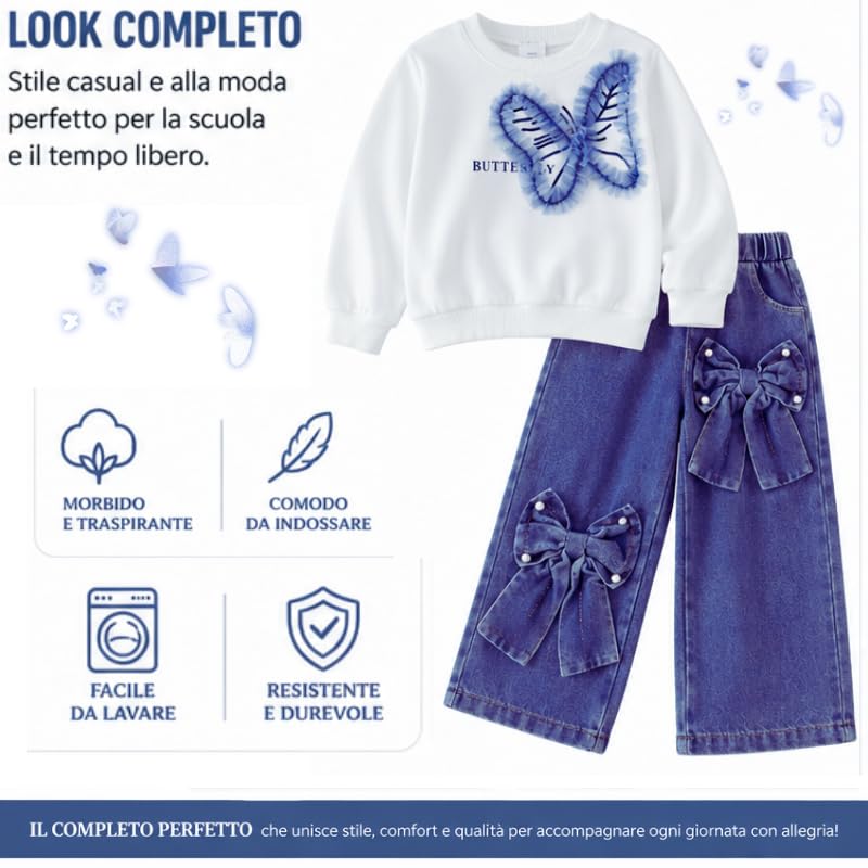 OrJana Conjunto de niña de 2 piezas para primavera y otoño, blusa a rayas con chaleco corazón y jeans de pata, estilo Preppy