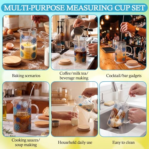 Vaso medidor vidrio borosilicato 500 ml con tapa bambú miniatura 5
