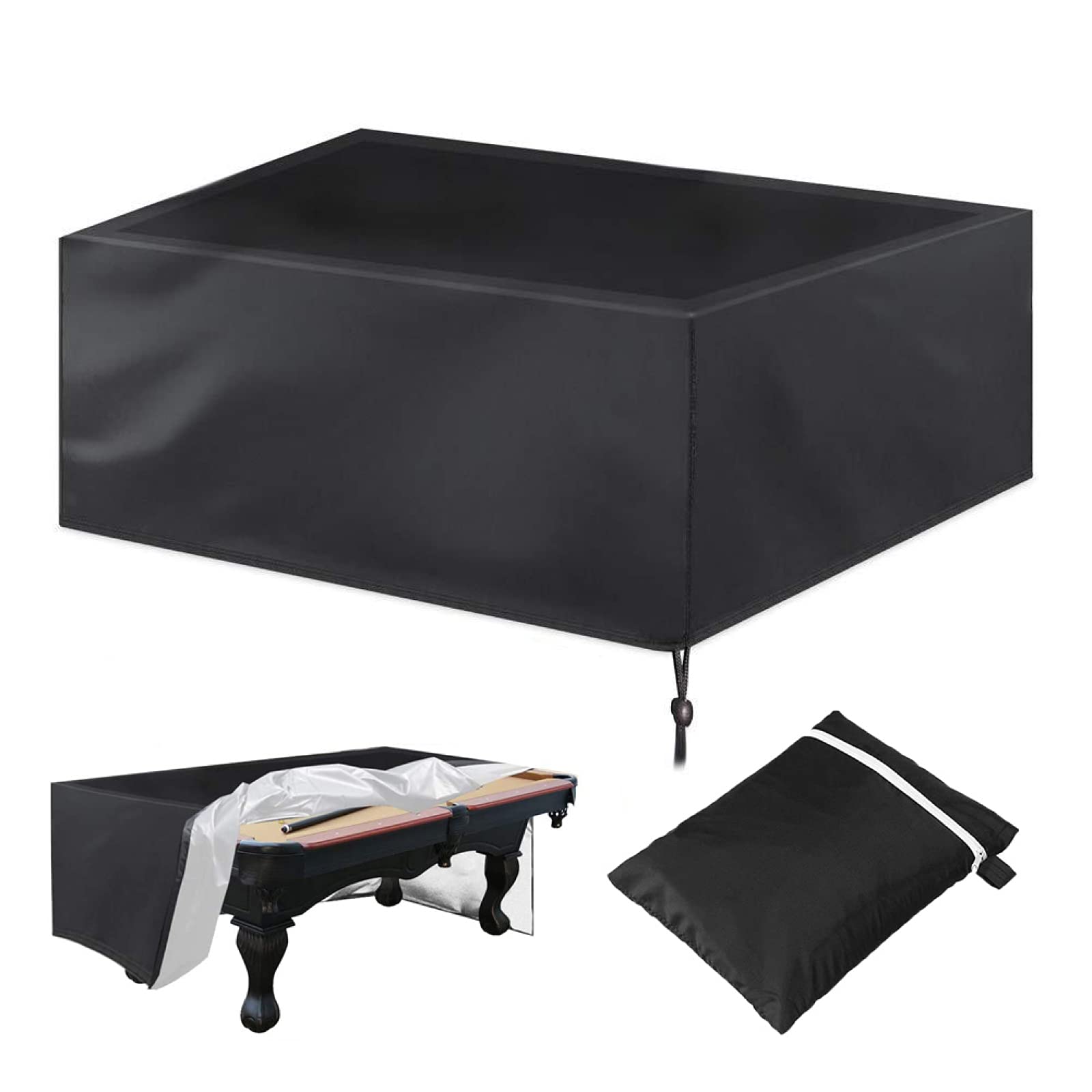 Xmwoeix Black Pool Table Cover Outdoor Waterproof,7 8 9Ft Billiard Pool Table Covers With Drawstring And Storage Bag Billiard Durable Anti-Uv Table Cover For Billiard Table Rectangle Table,-7Ft:89x46x32in
