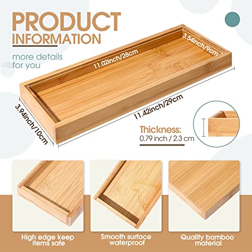 Chengu Bamboo Tea Serving Tray 3 Pcs Decorative Multi Use Bathroom Counter Tray With Edges Bamboo Vanity Tray For Dresser Counter Food Coffee Tea Snack Tissues Candles thumb #1