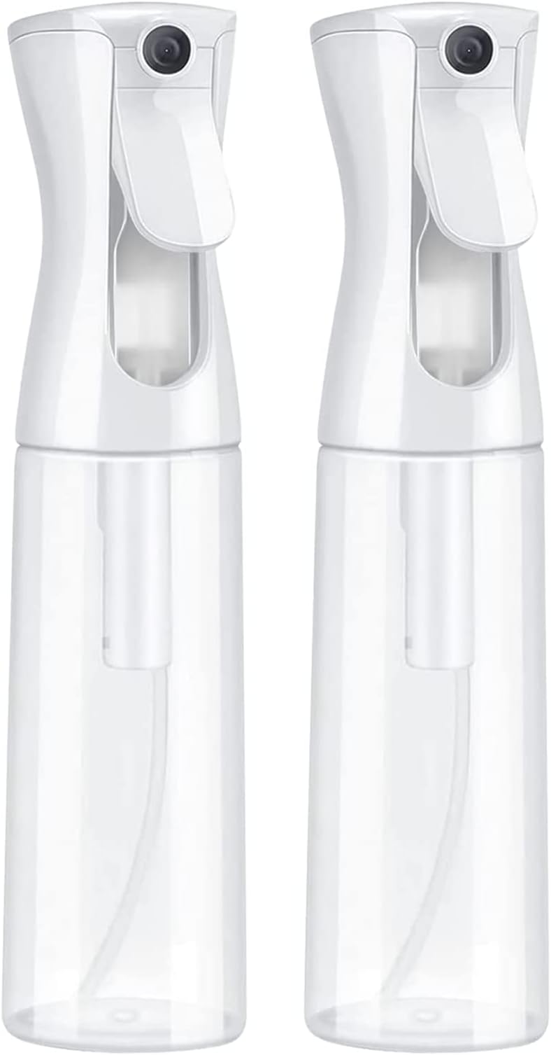 pinci Continuous Spray Bottles for Hair (200ml/6.8oz 2pack), Reusable Ultra-Fine Continuous Sprayer for Salon, Hairstyling, Plant Watering, Cleaning, Spraying And Skin Care (White)