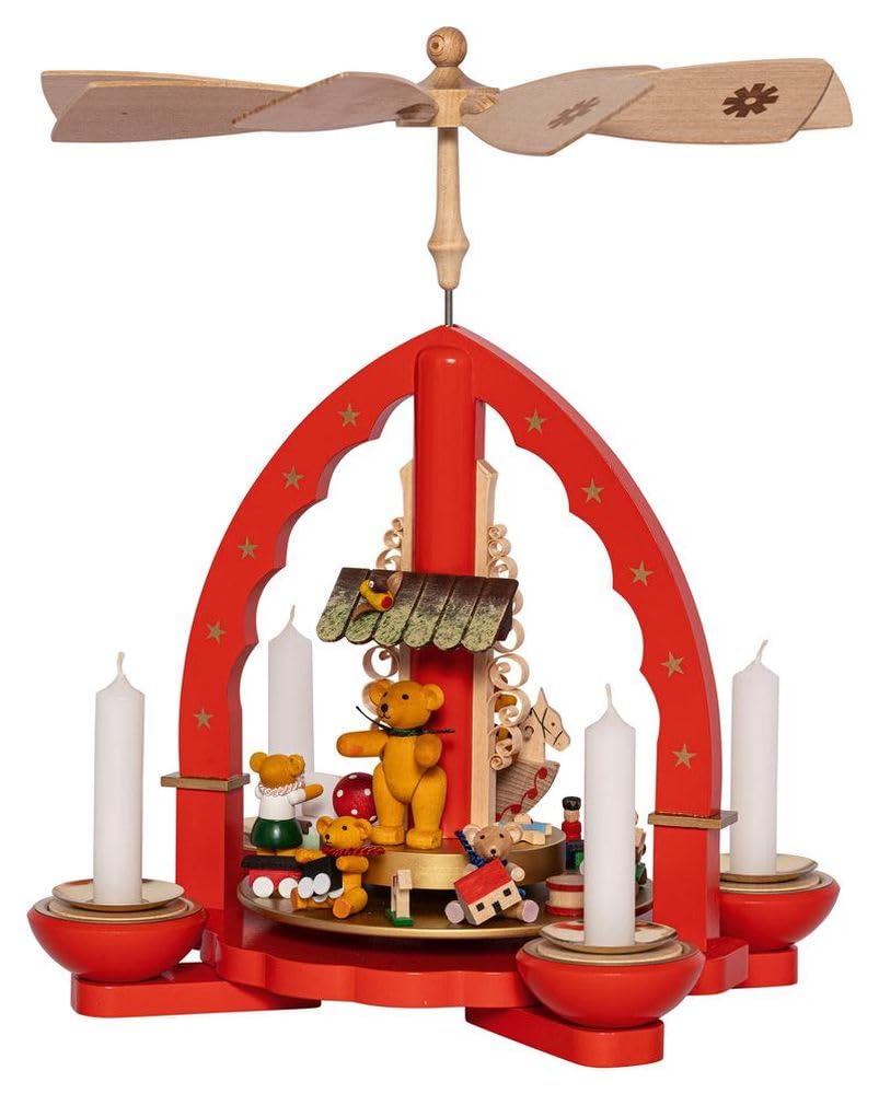 Pyramide de Noël oursons joueurs, cadeau traditionnel en bois de 27 cm