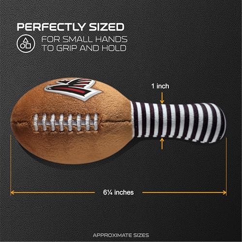 Image of Atlanta Falcons Plush Football Rattle by Smilo - Officially Licensed NFL Baby Rattle Toy - Soft Baby Rattle with Bell - for Babies and Toddlers from 3 Months