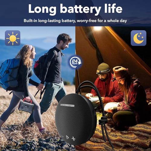 Monster Bluetooth Speaker, IPX8 Shower Speaker Waterproof, Bluetooth 5.4 with Loud HD Sound and Robust Bass, Extra Long Playtime Punchy, for Home, Beaches Portable Wireless Outdoor Speakers - Image 6