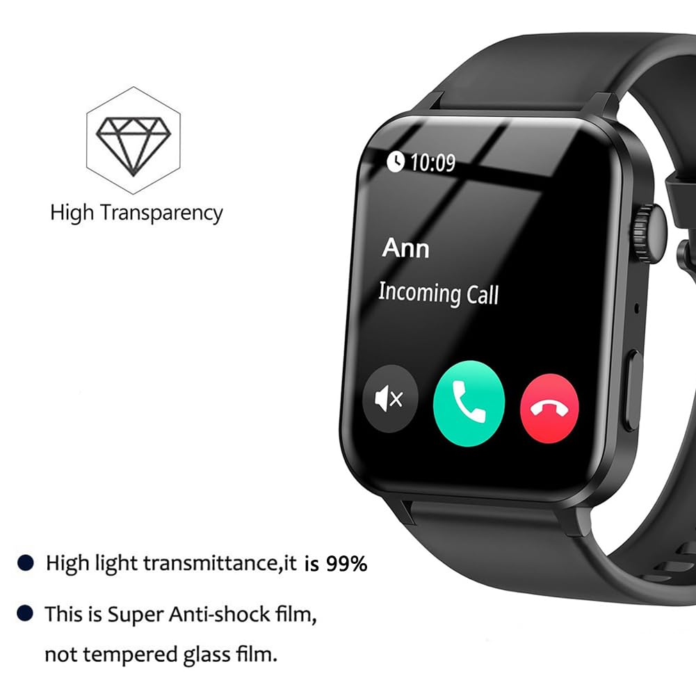 Yoomigle 6 Pack Compatible with Blackview R30 Pro 1.85'' Smartwatch Screen Protector Film Compatible for IOWODO R30Pro 1.85 Inch Smart Watch Screen Protectors Foils Cover Crystal Clear HD Anti-Scratch - Image 4