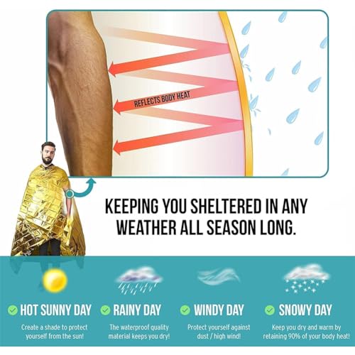 Rettungsdecken,Rettungsdecke Gold Silber,Rettungsfolie Gold/Silber 210x160cm,Thermo Wärmedecke Verbandskasten,Notfalldecke,Rettungsfolie für Erste Hilfe Notfall Deko Tischdecke (2) – Bild 4