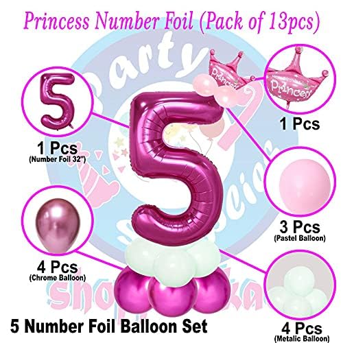 Image of Pink 32 Inches Numbers 5 Shape Large Big Foil Helium Balloons For Party Decorations In Happy Birthday Anniversary Office Items Materials Set Pack, Pack Of 1