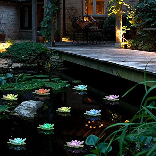 LOGUIDE Floating Pool Lights,LED Pond Light Floating Lotus Flower ,Artificial Flower Floating Plant Light For Pool At Night,Battery MultiColor Waterproof,Garden Swimming Pond Christmas Decor 6PCS-Frog - Thumbnail 5