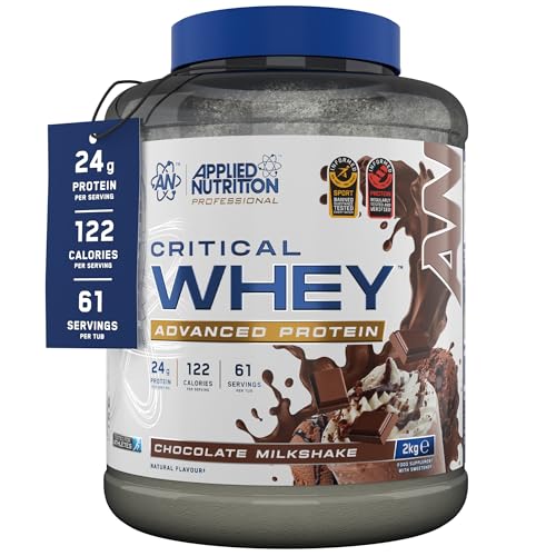 Applied Nutrition Critical Whey Protein Powder 24g Protein per Serving High Protein Powder Protein Shake with BCAAs & Glutamine Muscle Growth & Recovery (2Kg - 61 Servings) (Chocolate)
