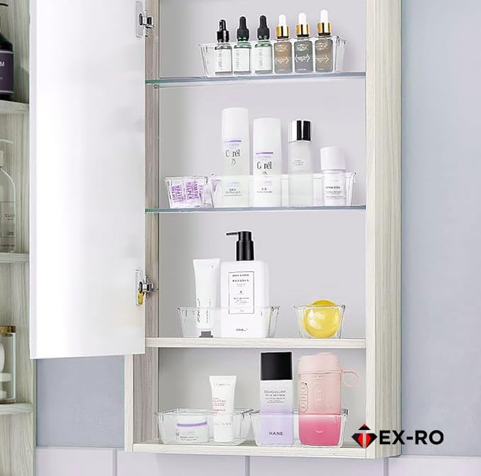 TEX-RO Drawer Organizer Tray/Multi-Purpose Drawers Organisers/Dressing Table Organiser & Make up Organiser/Perfect for Cosmetics, Jewelry, Kitchen and Bathroom (21 pcs, Transparent) - Image 3