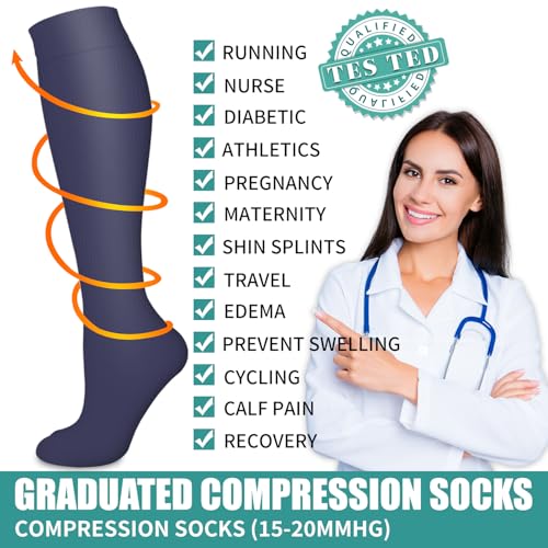Image of COOLOVER 3 Pack Compression Socks Women & Men-Best Medical,Nursing,Travel, Flight Socks-Running & Fitness Pregnancy