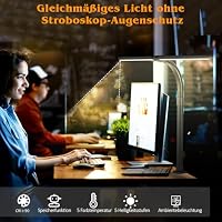 Doppelkopf Schreibtischlampe LED Dimmbar,24W 80CM Schreibtischlampen klemmbar,5 Farb 5 Helligkeitsstufen Tageslichtlampe Schreibtisch,Verstellbarer Schwanenhals Bürolampe Augenschutz Monitor Lampe – Ansicht 7