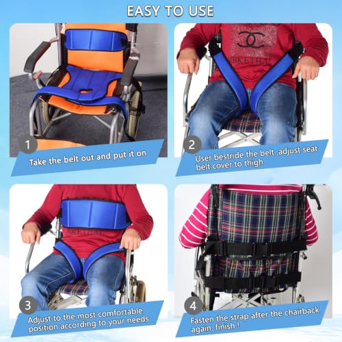 Image of Wheelchair Seat Belt,Wheelchair Harness for Dementia Patients Falling Out,Adjustable Anti-Slip Straps for Adults,The Elderly,Pregnant,Paralyzed(Blue)
