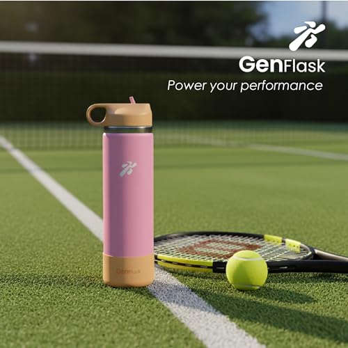 Image of VBOTT GENFLASK-FIGO - 800 ml |Thermosteel Flask with Straw Sipper with Finger Loop| SS 304 Water Bottle|Hot /Cold-18 /24 hrs|Insulated Bottles| Peach /Pink Colour |Multipurpose