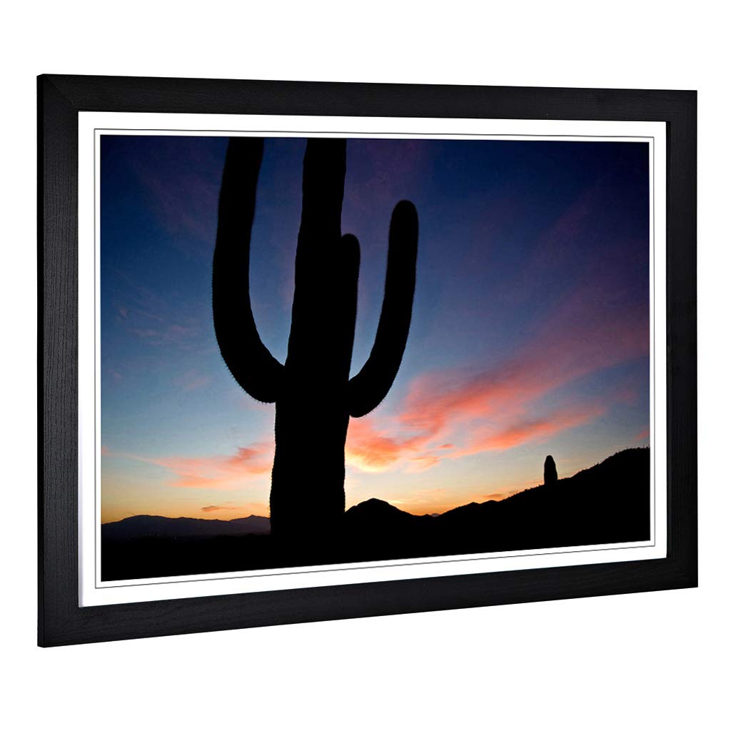 Big Box Art Framed Print of Landscape Arizona Sunset Cactus Design | Wall Art Picture | Home Decor for Kitchen, Living Room, Bedroom, Hallway, Black, A2 / 24.5x18 Inch / 62x45cm