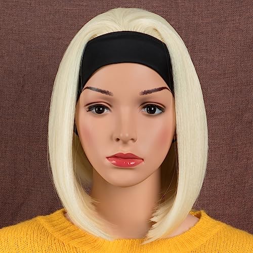 Style Icon Headband Wigs Bob Wigs for Women 10 Inch No Lace Front Wigs Synthetic Hair Heat Resistant Fiber Blonde