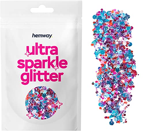 Hemway Harlequin Mix with Rose Gold Mix Glitter Chunky Multi Purpose Dust Powder Arts & Crafts Wine Glass Decoration Weddings Flowers Cosmetic Face Eye Body Nails Skin Hair Festival 10g