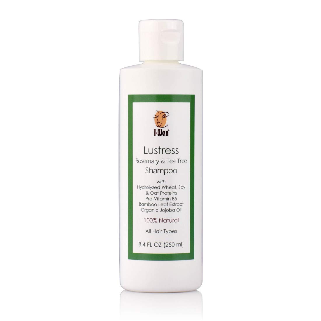 Lustress Rosemary & Tea Tree Shampoo - 100% Natural, Hydrolyzed Wheat, Soy& Oat Protein, Pro-Vitamin B5, Bamboo Extract, Jojoba Oil - 8.4 fl oz (250 ml)