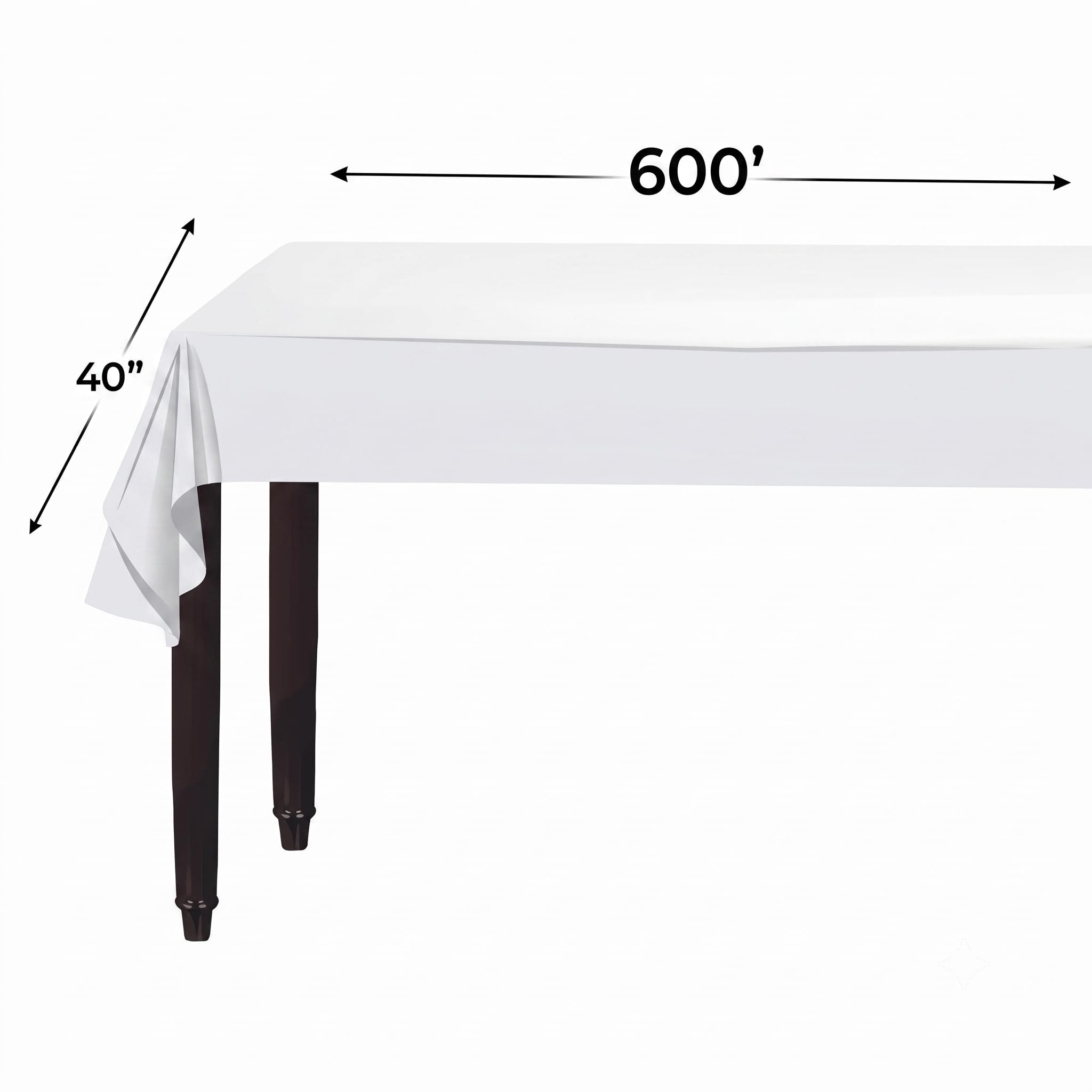 Exquisite Rollo cubretabla básico de plástico Blanco 102 cm x 183 m Rollo de Mantel de plástico – Paquete económico Rollos para Banquetes – Rollos de Mantel