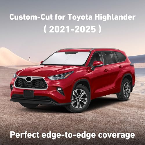 Image of EcoNour Windshield Sunshade Compatible for Toyota Highlander 2020-2024 2025 2026, Sun Visor for Front Windshield & Window Sun Shade Cover, UV Heat Blocker & Protector, Car Accessories