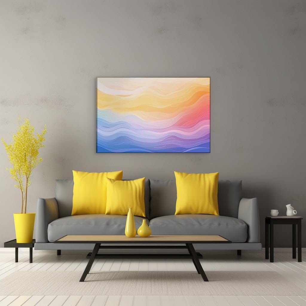Canvas for Living room. Ride the Waves of Color - Unveiling Movement and Fluidity in Abstract Art, 27 x 18 inch Canvas Wall Art - Contemporary Masterpieces - Modern Home Decor