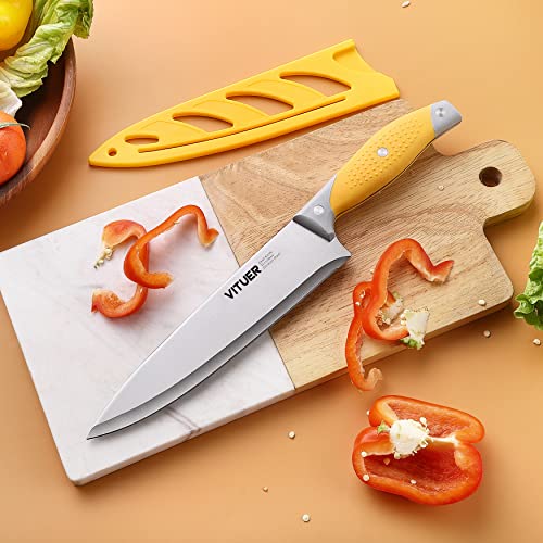 Vituer Chef Knife, 12Pcs Knife Set, Multicolor Kitchen Knife, 8 Inch Chef Knife, 4.5 Inch Utility Knife, 4 Inch Paring Knife, Stainless Steel Chef Knife Set With Accessories #TOP3