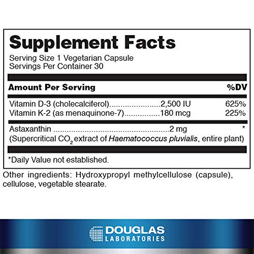 Douglas Laboratories K2-D3 With Astaxanthin | Antioxidant Support For Bones, Immune Function, And Vascular Health* | 30 Capsules #TOP1