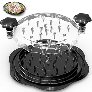 Ferrybro Chicken Shredder Tool Twist Large with Cleaning Brush – Dishwasher Safe Meat Shredder Tool Twist, Anti-Slip Base, Visible Lid Shredded Chicken Tool, BPA Free Chicken Breast Shredder