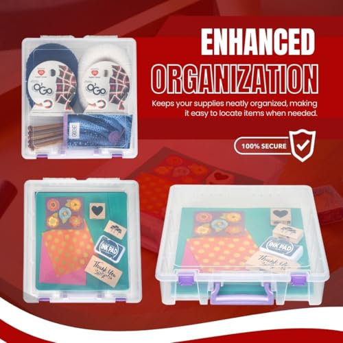 Image of ArtBin Essentials 12 x 12 One-Compartment Craft Box, Clear | One Open Compartment, 15.25 x 14 x 3.5 Inches, Secure Latches, Stackable, Durable Polypropylene