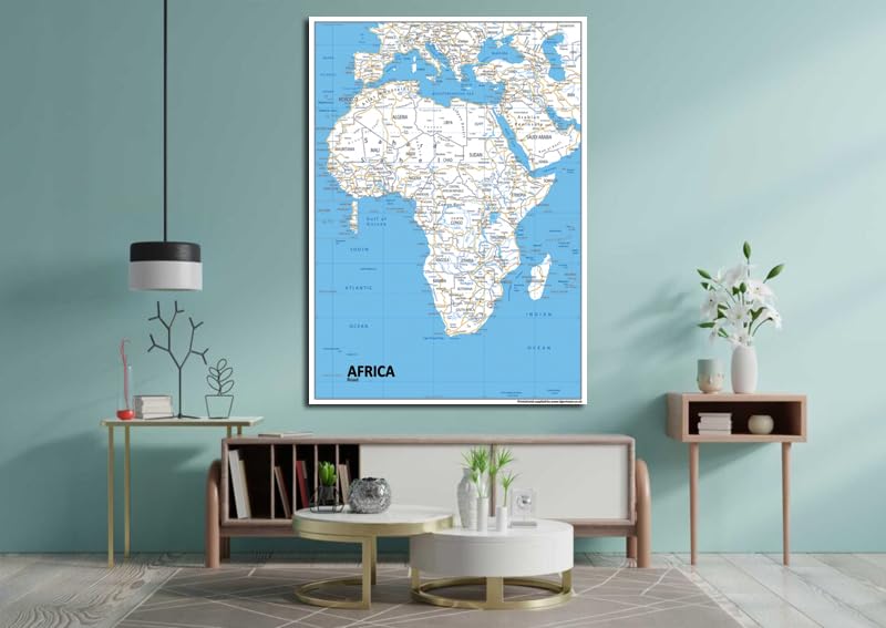 Afrique Physique Carte – En Vinyle – Format A1 59.4 X 84.1 Cm