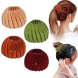 Bird Nest Hair Clips, 4PCS Ponytail Holder Bun Hair Clips for Women, Velvet Retractable Ponytail Hol