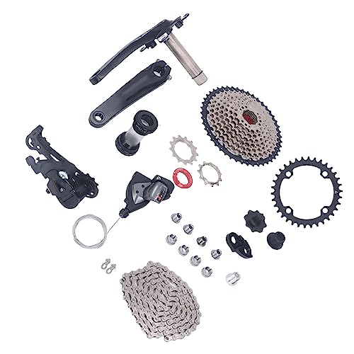 Segrehy 10 Speed Groupset Road Bike Mountain Bike 1x10 Groupset Aluminum Alloy Crank Steel Plate Cassette Thumb Shifter Rear Derailleur Set for Cycling Enthusiasts (34T Chainring)